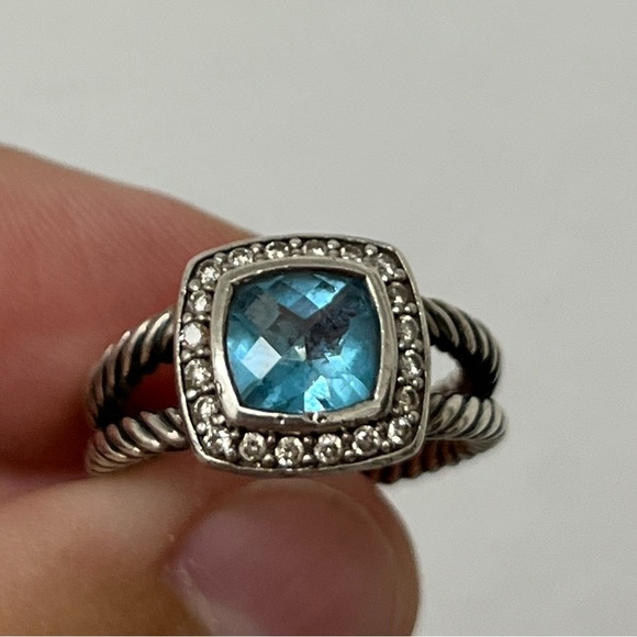 David Yurman 7mm ALBION RING
Sterling Silver with Blue Topaz and Diamonds Size 5 - Picture 1 of 7